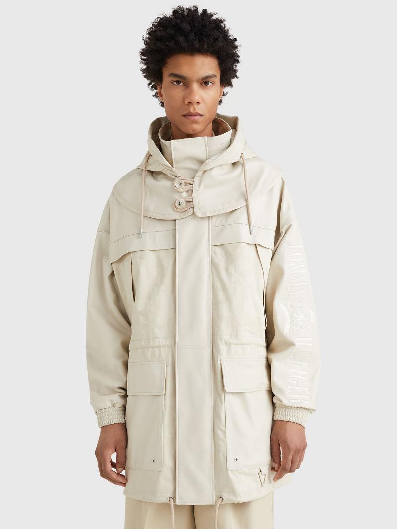 Férfi Tommy Hilfiger Mixed media sailing parka Kabát Bézs | HU 1192JPQ